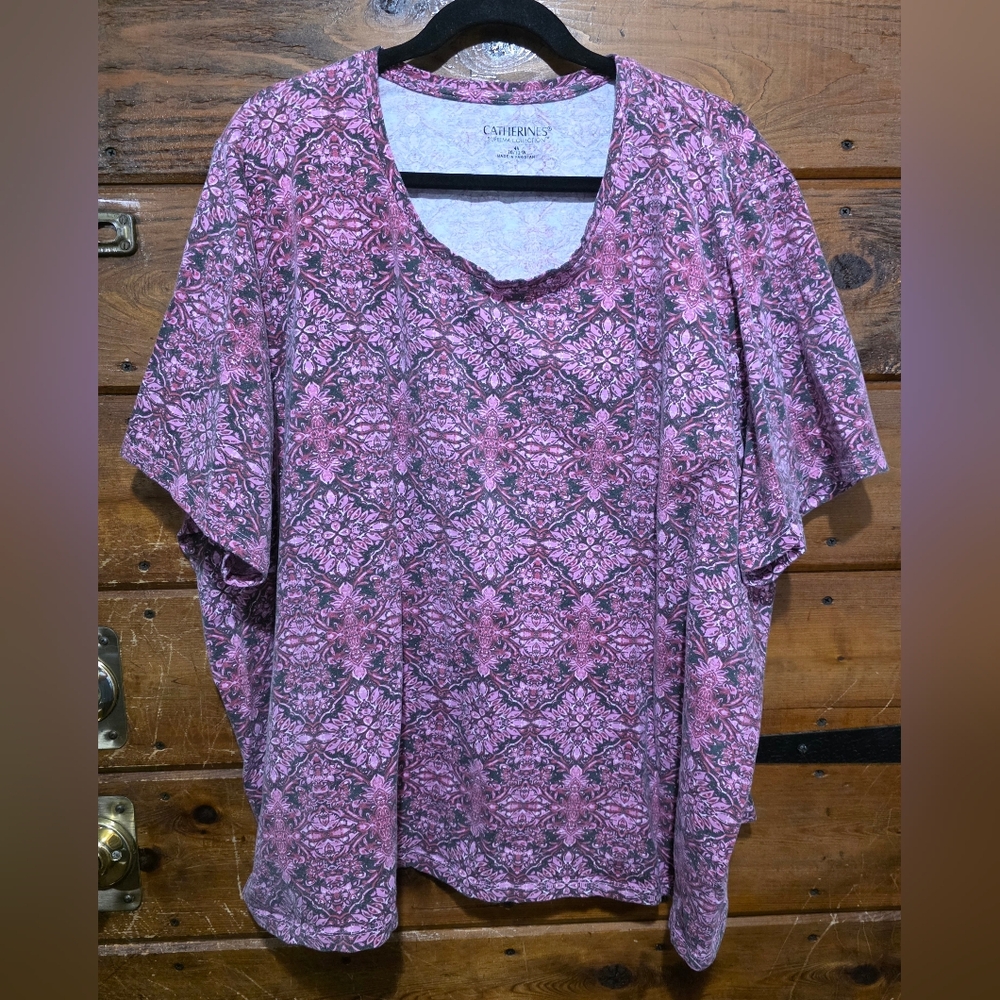 Catherines Pink Patterned Women's Top